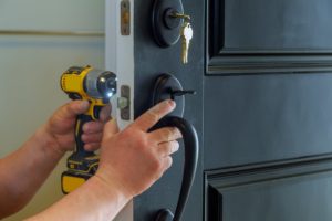 Deadbolt lock being installed
